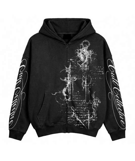 Black Signature Cult Collective Cropped Zip Up (PRE ORDER)